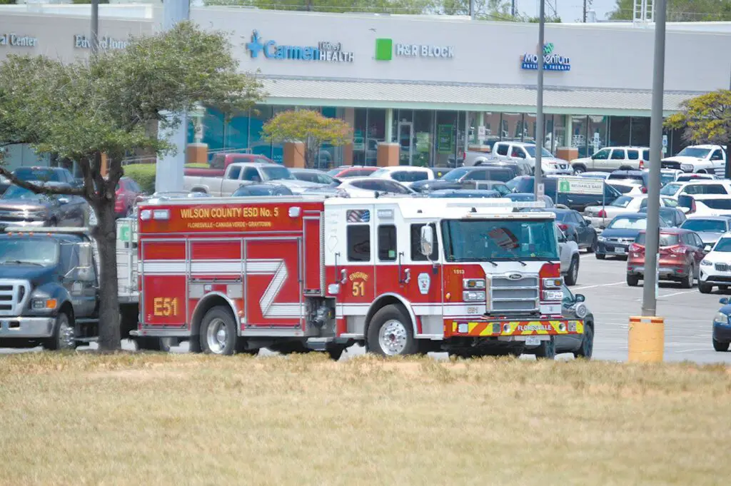 A staging area was established by emergency personnel May 15 across from Floresville High School as law enforcement investigated reports of a student with a weapon on campus. There were no weapons found, according to the Wilson County Sheriff’s Office. The investigation remains ongoing. GREGORY RIPPS/Wilson County News